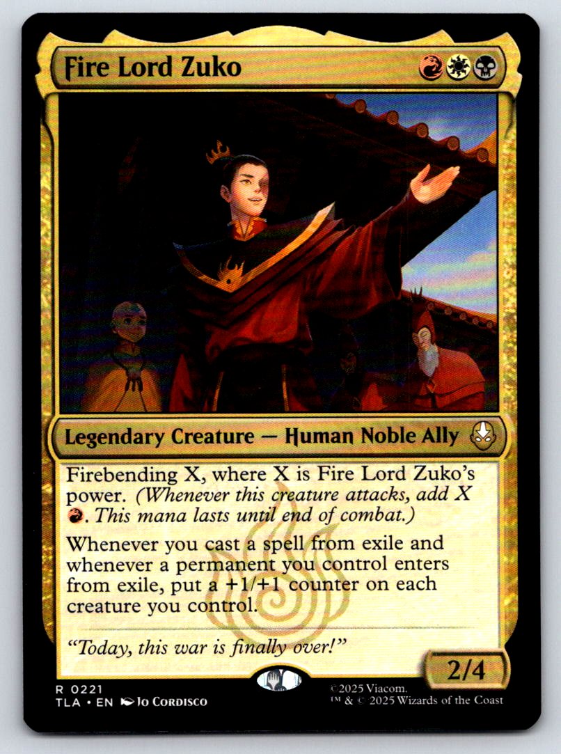 Fire Lord Zuko 221 Rare Prerelease Cards 